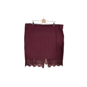 Torrid Pencil Skirt Women Sz 4 Maroon Lace Hem Knee Length Elastic Waist Sz 4X